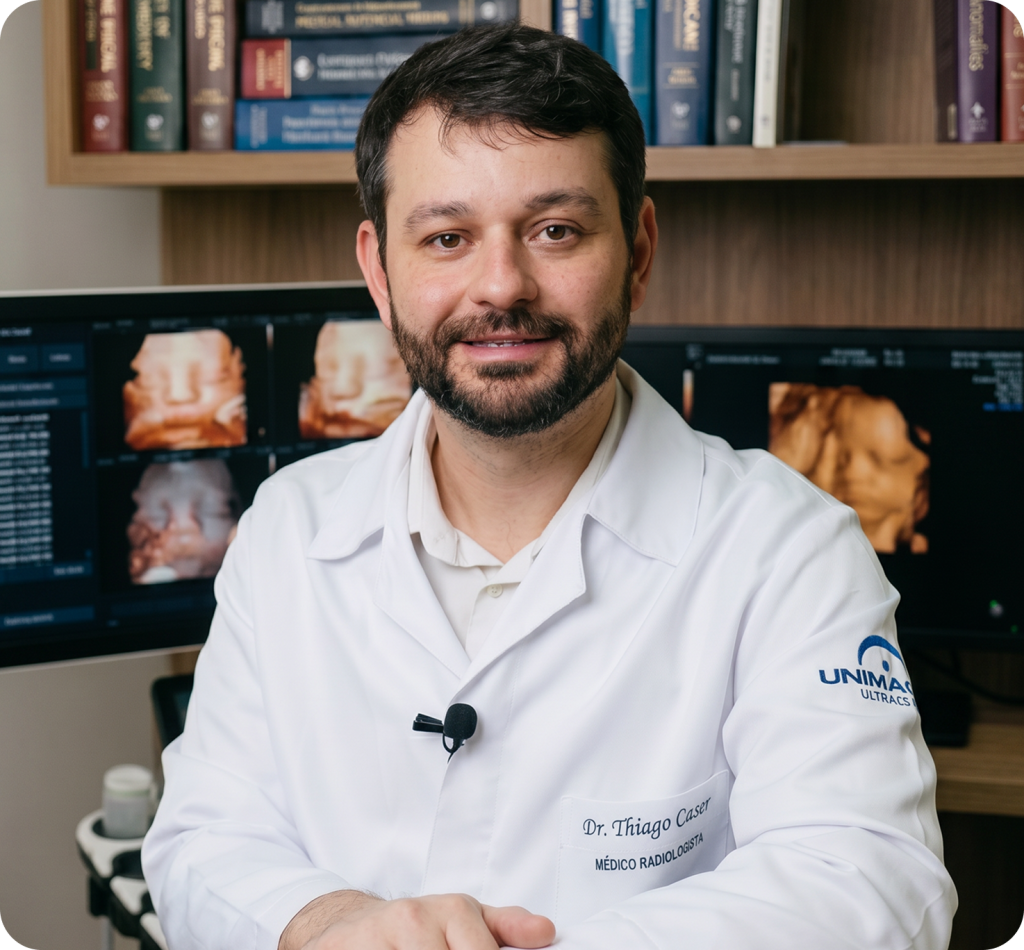 Dr. Thiago Coser, médico especialista em diagnóstico por imagem pela UERJ, atua na clínica Unimagem há mais de 10 anos
